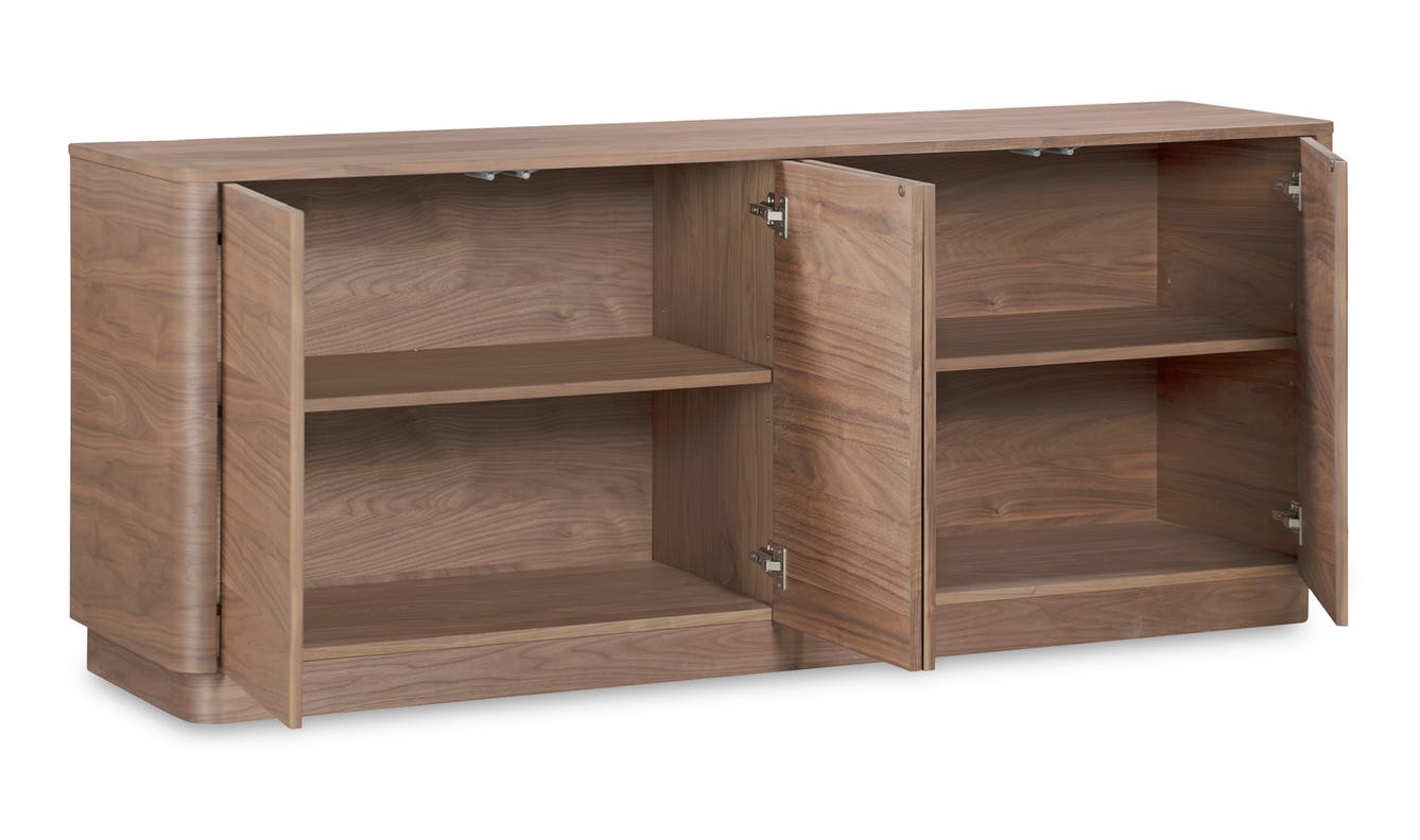 lifestyle view of Round Off Sideboard Walnut luxury Buffets & Sideboard