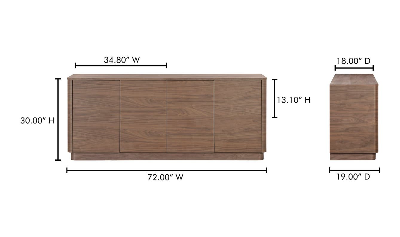 lifestyle view of Round Off Sideboard Walnut luxury Buffets & Sideboard