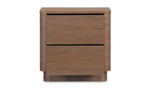 lifestyle view of Round Off Tall Nightstand Walnut luxury Nightstand