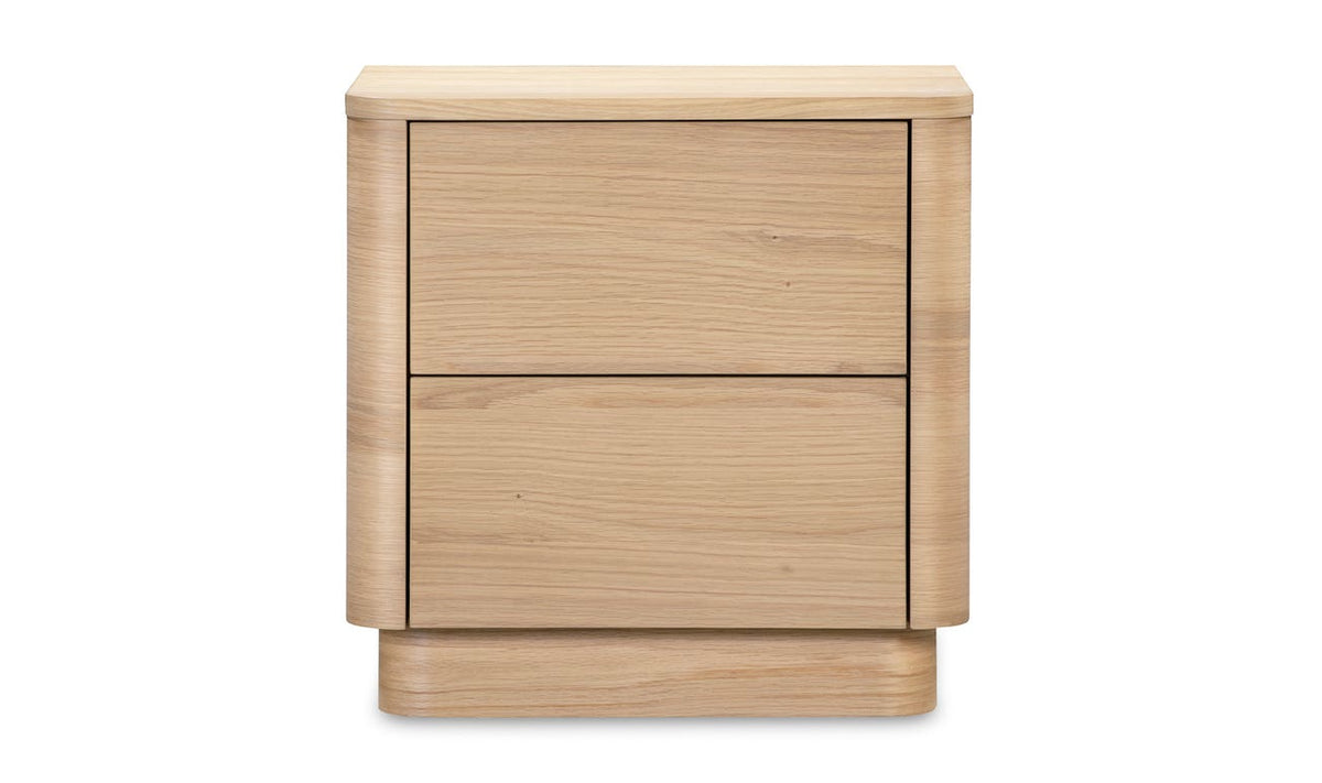 front view of Round Off Tall Nightstand Oak luxury Nightstand