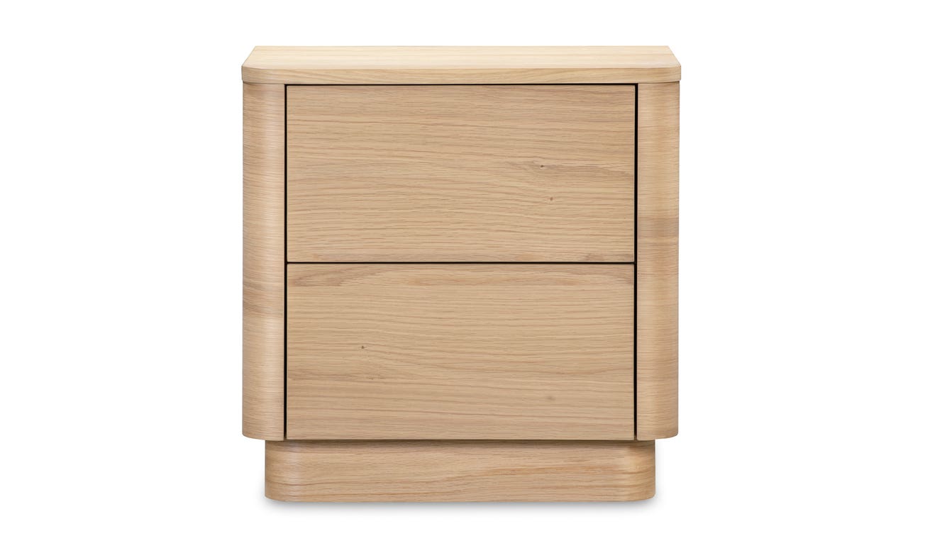 front view of Round Off Tall Nightstand Oak luxury Nightstand