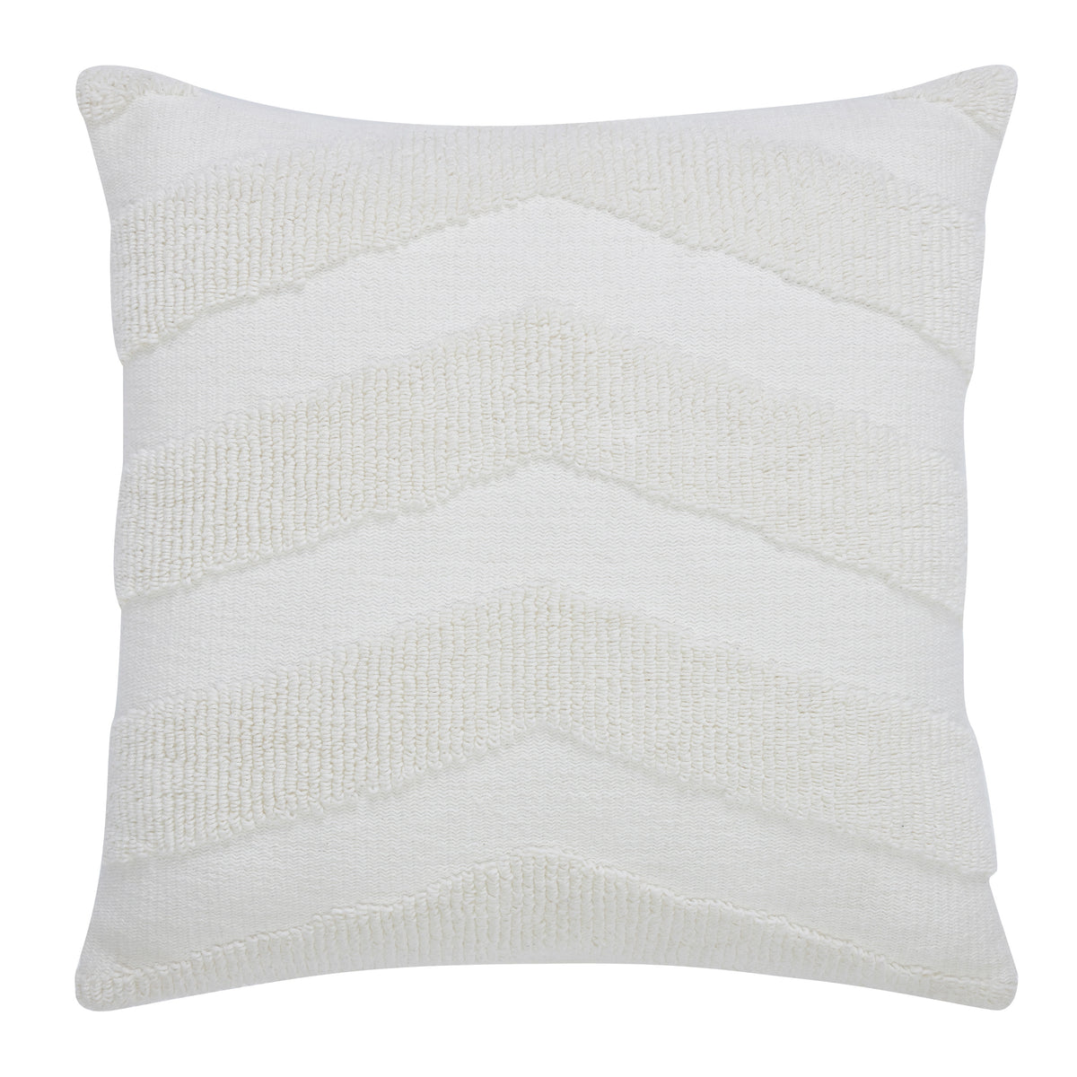 Chiara Indoor Pillow in white with textured chevron pattern
