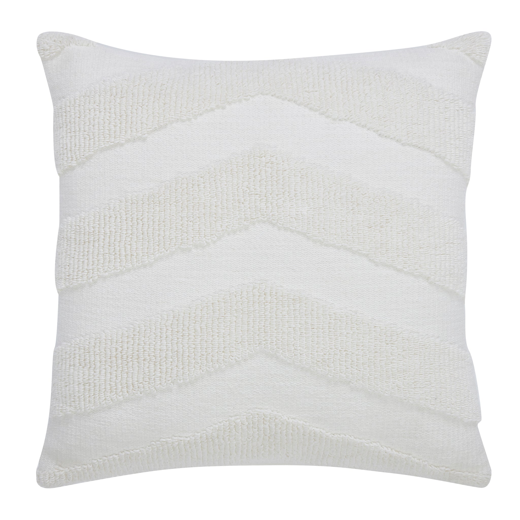 Chiara Indoor Pillow in white with textured chevron pattern