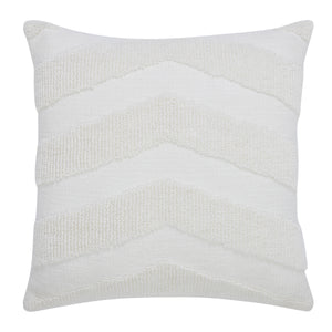 Chiara Indoor Pillow in white with textured chevron pattern