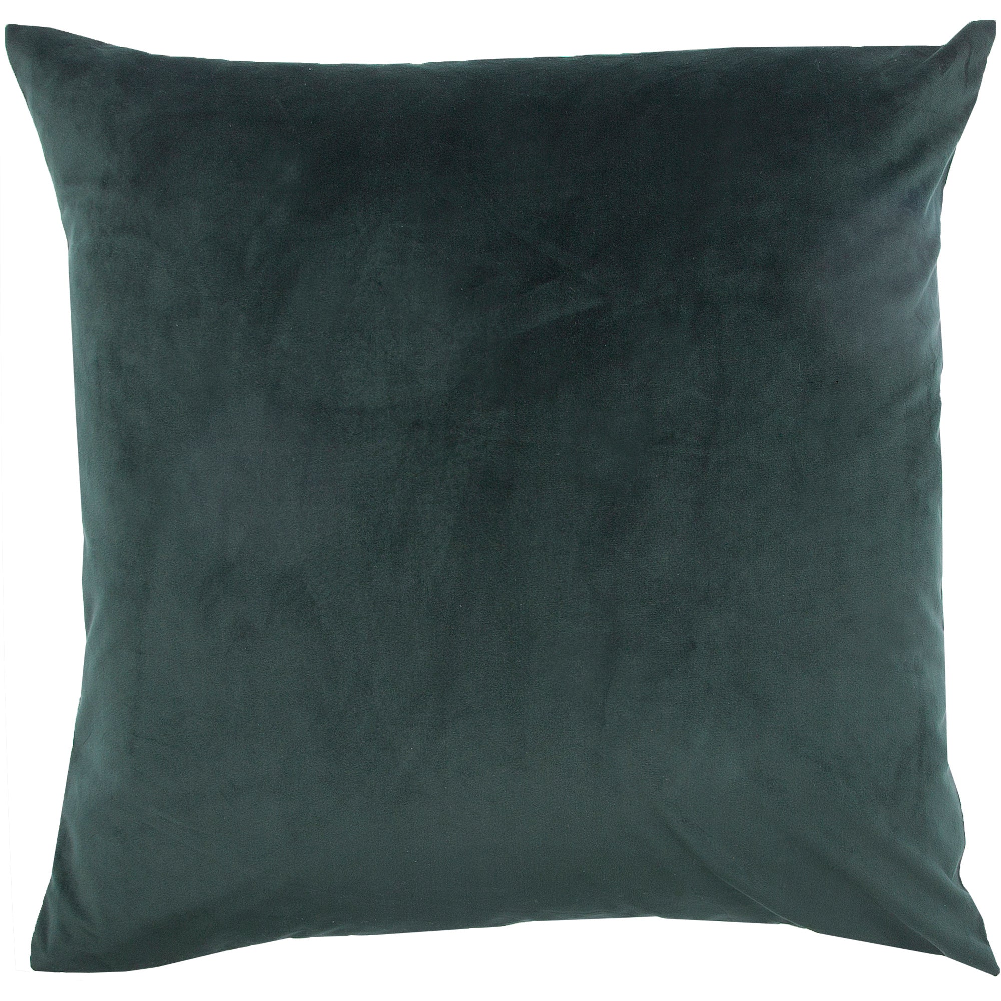 Bengal Indoor Pillow in dark green velvet, square shape, soft texture, front view.
