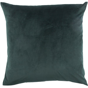 Bengal Indoor Pillow in dark green velvet, square shape, soft texture, front view.