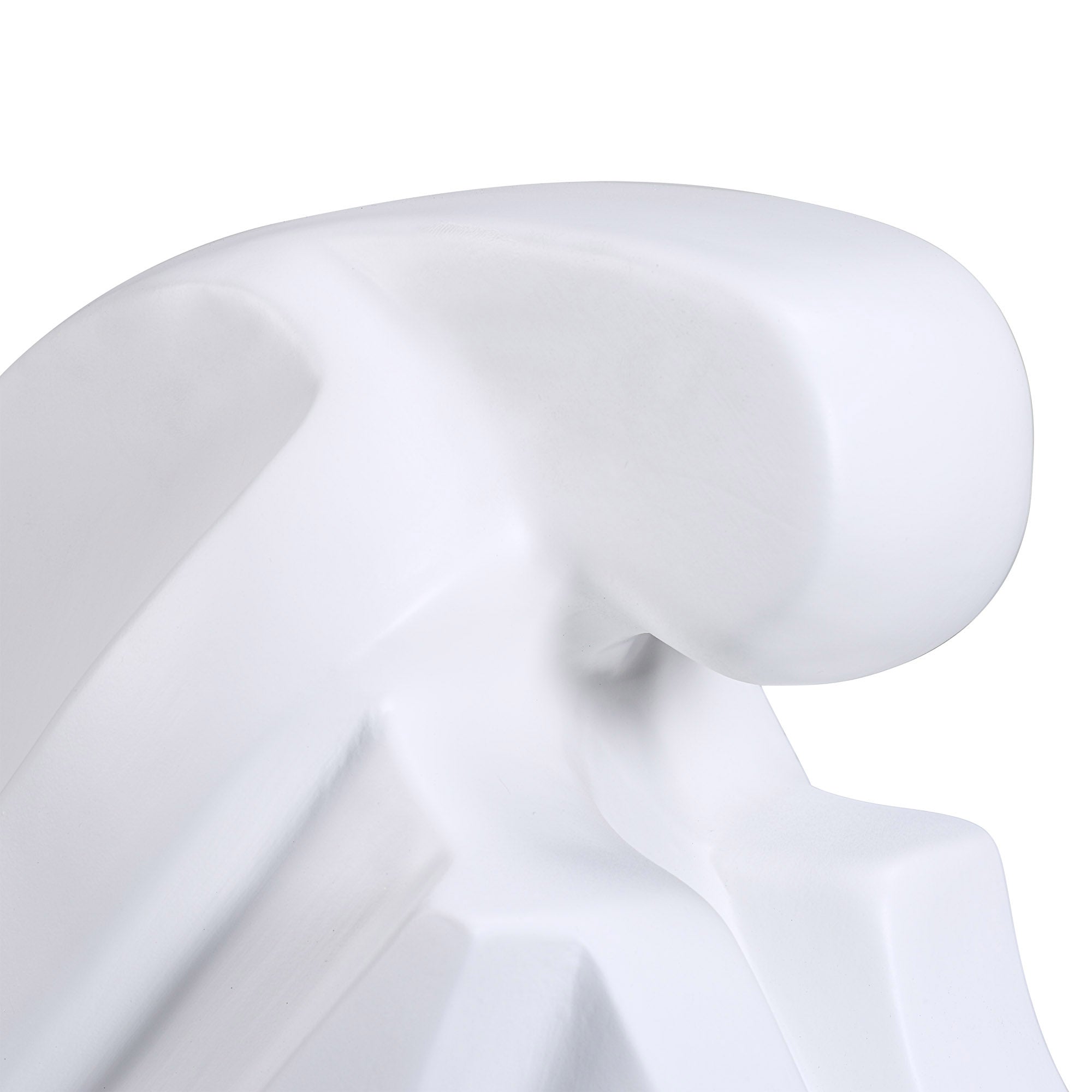 Close-up of Imagine Statue by Renwil, emphasizing the smooth white surface and rounded features.