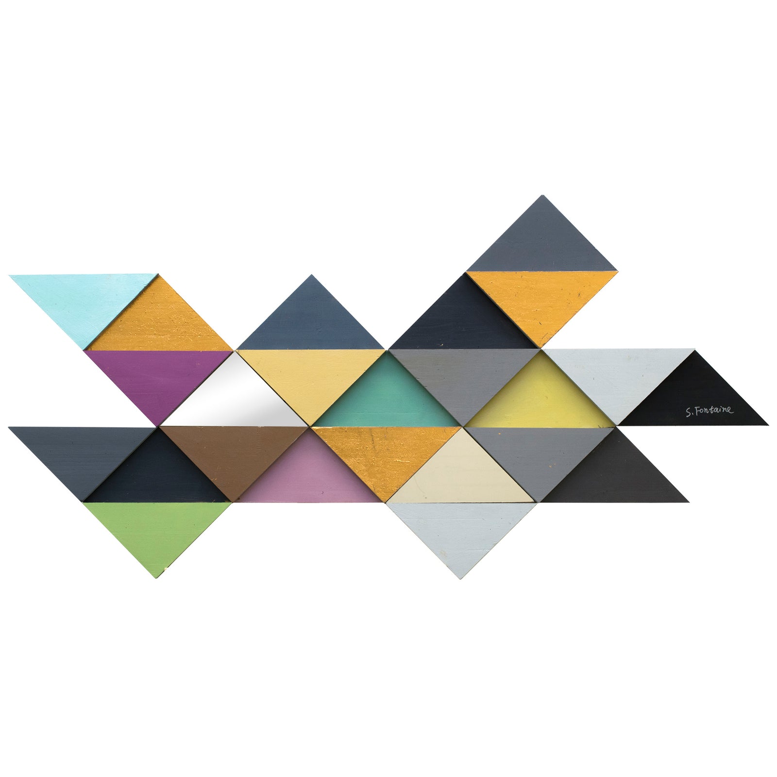Tremulous Triangle Wall Decor featuring colorful geometric triangles in various shades.