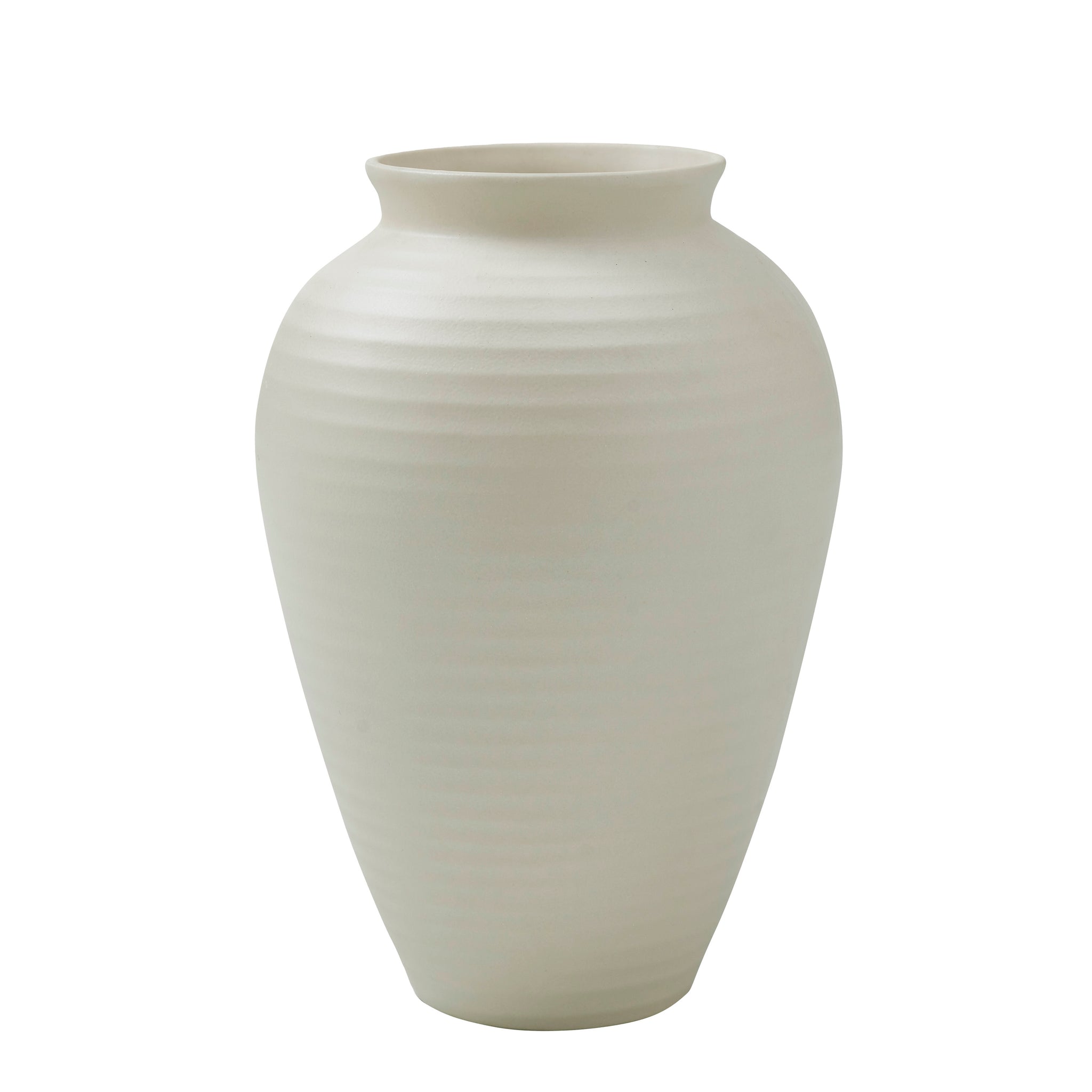 Hathor Vase by Renwil, white ceramic vase with textured ribbed design