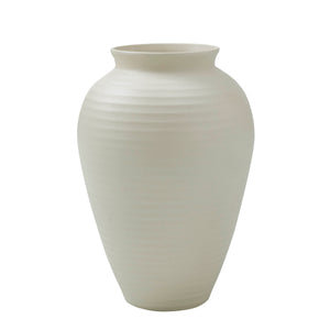 Hathor Vase by Renwil, white ceramic vase with textured ribbed design