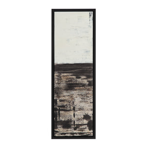Spica canvas art with abstract black and white patterns, framed in black.