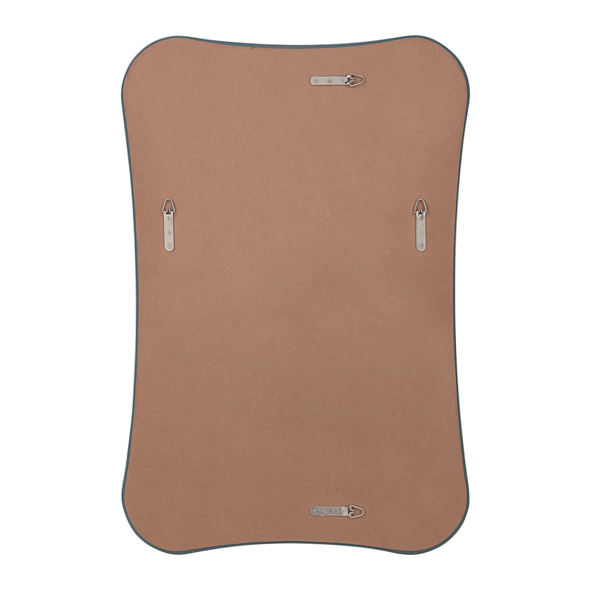 Back view of Kalmia Wall Mirror with mounting clips and a flat surface