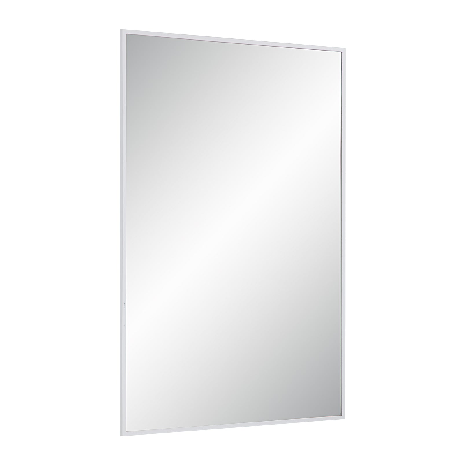 Orchid Wall Mirror with a sleek white frame, reflecting light in a vertical view.