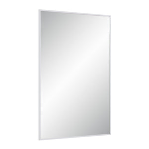Orchid Wall Mirror angled view showcasing its white frame and clear reflective surface.