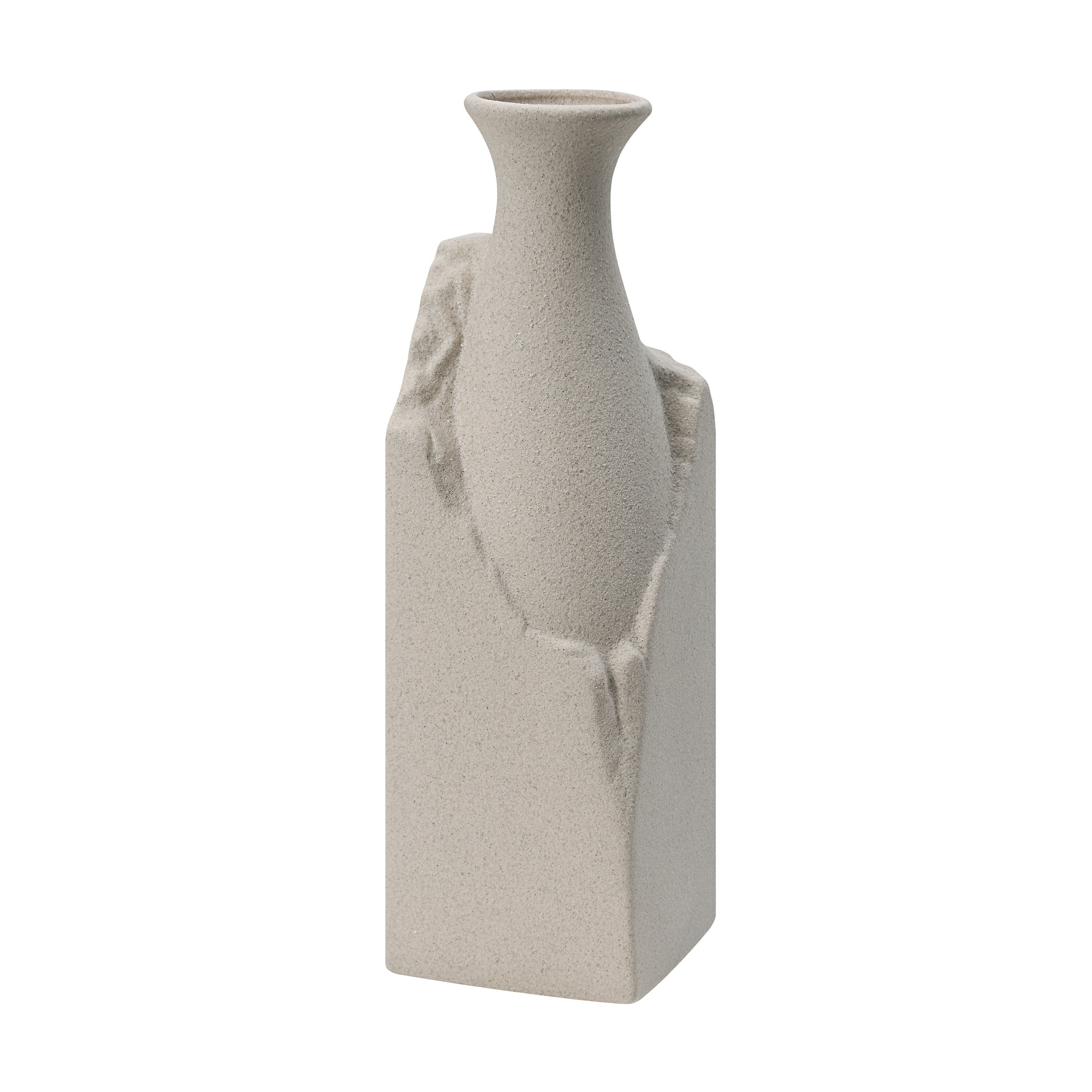 Adonia Vase by Renwil in light gray featuring a smooth body and textured accents