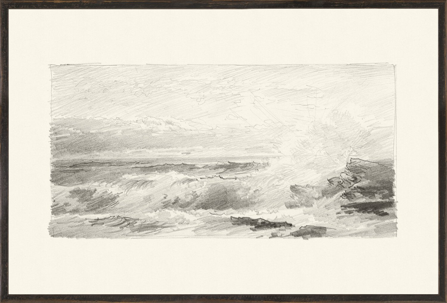 Richards - Folio, Paysage marin en graphite IV - 1870