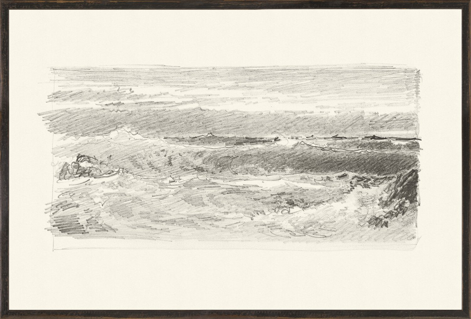front view of Richards Folio, Graphite Seascape VI 1870 luxury Artwork