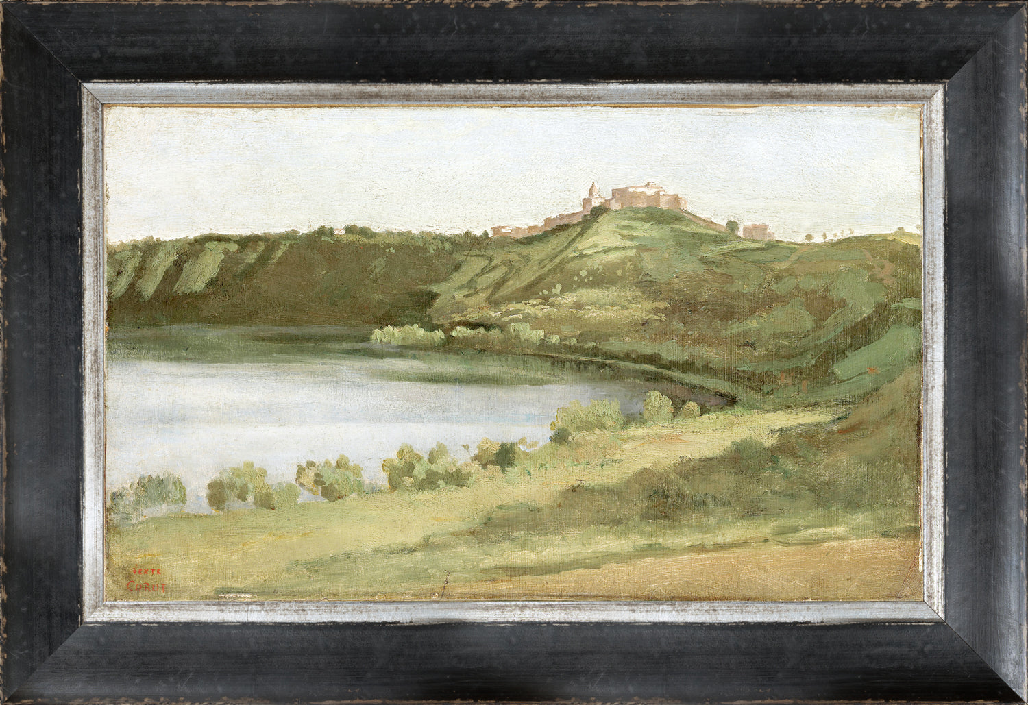 front view of Petite Scapes Lake Albano And Castel Gandolfo C. 1826 luxury Artwork