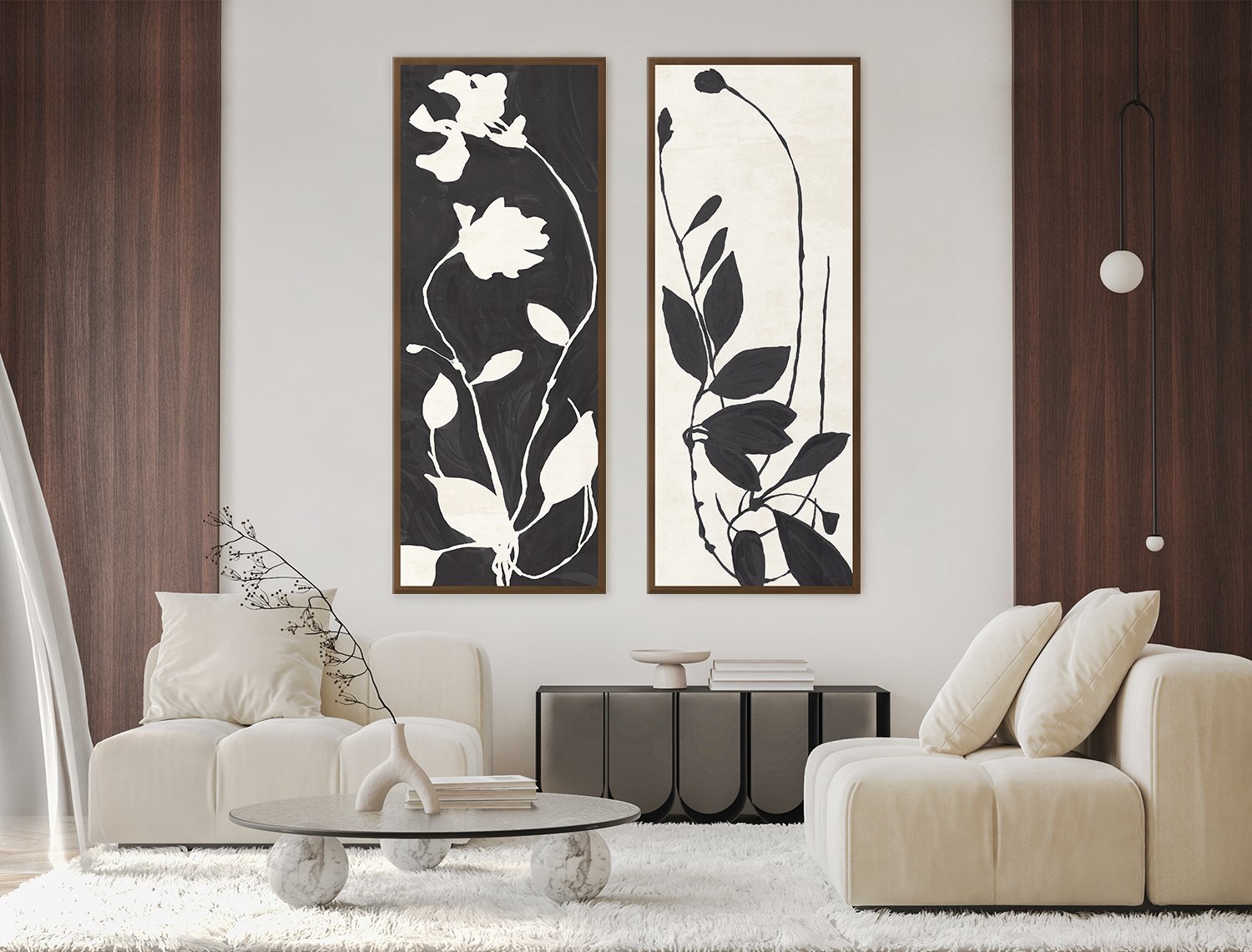 angle view of Flora Silhouette I luxury Artwork