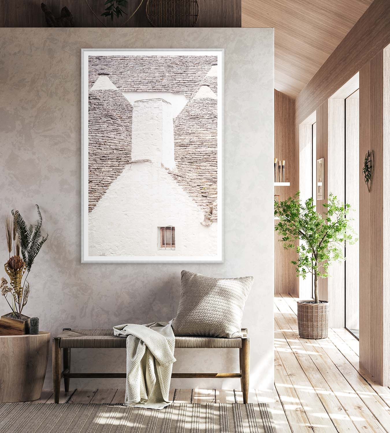 front view of Masonry Trullo Rooftops luxury Artwork