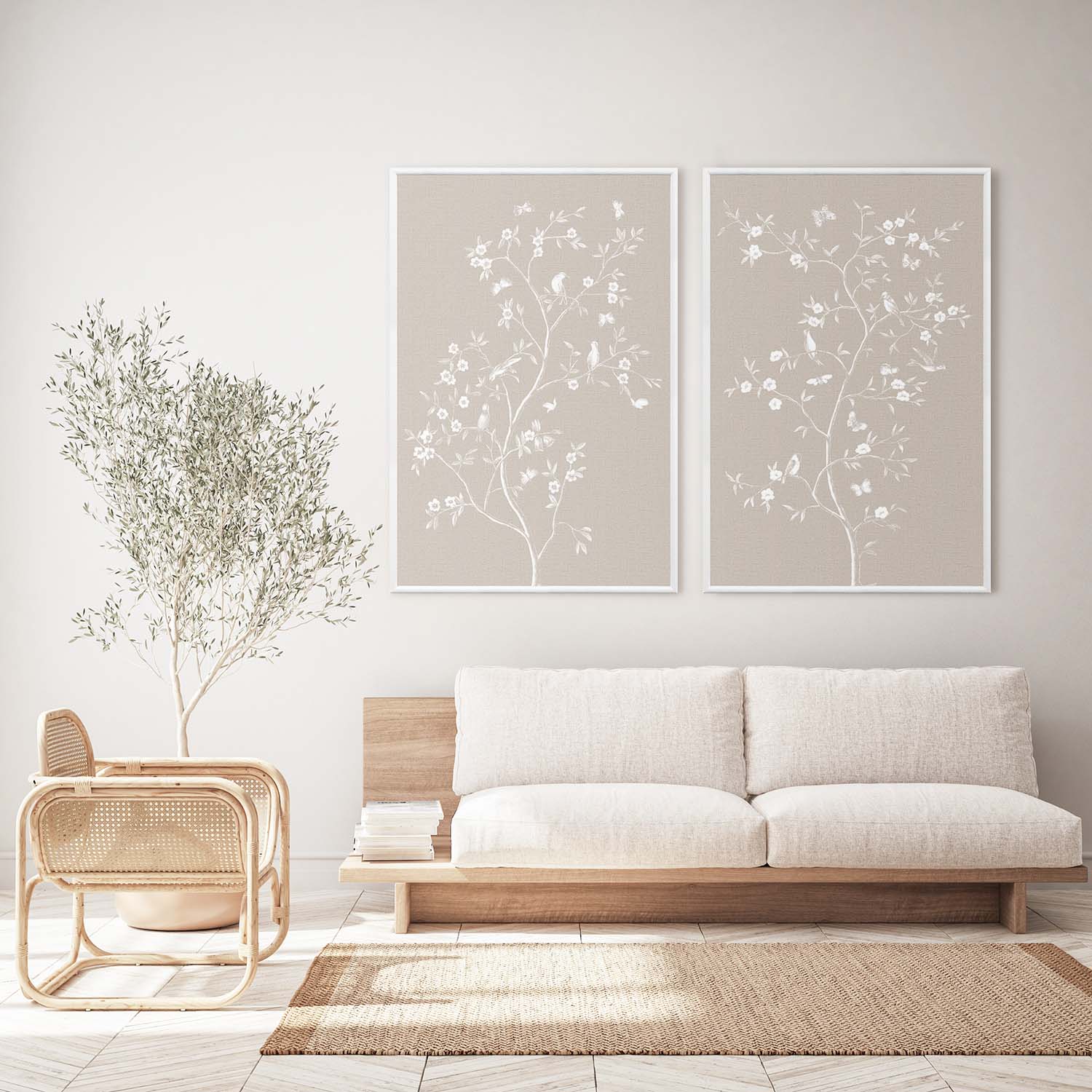 side view of Linen Sanctuary II luxury Artwork
