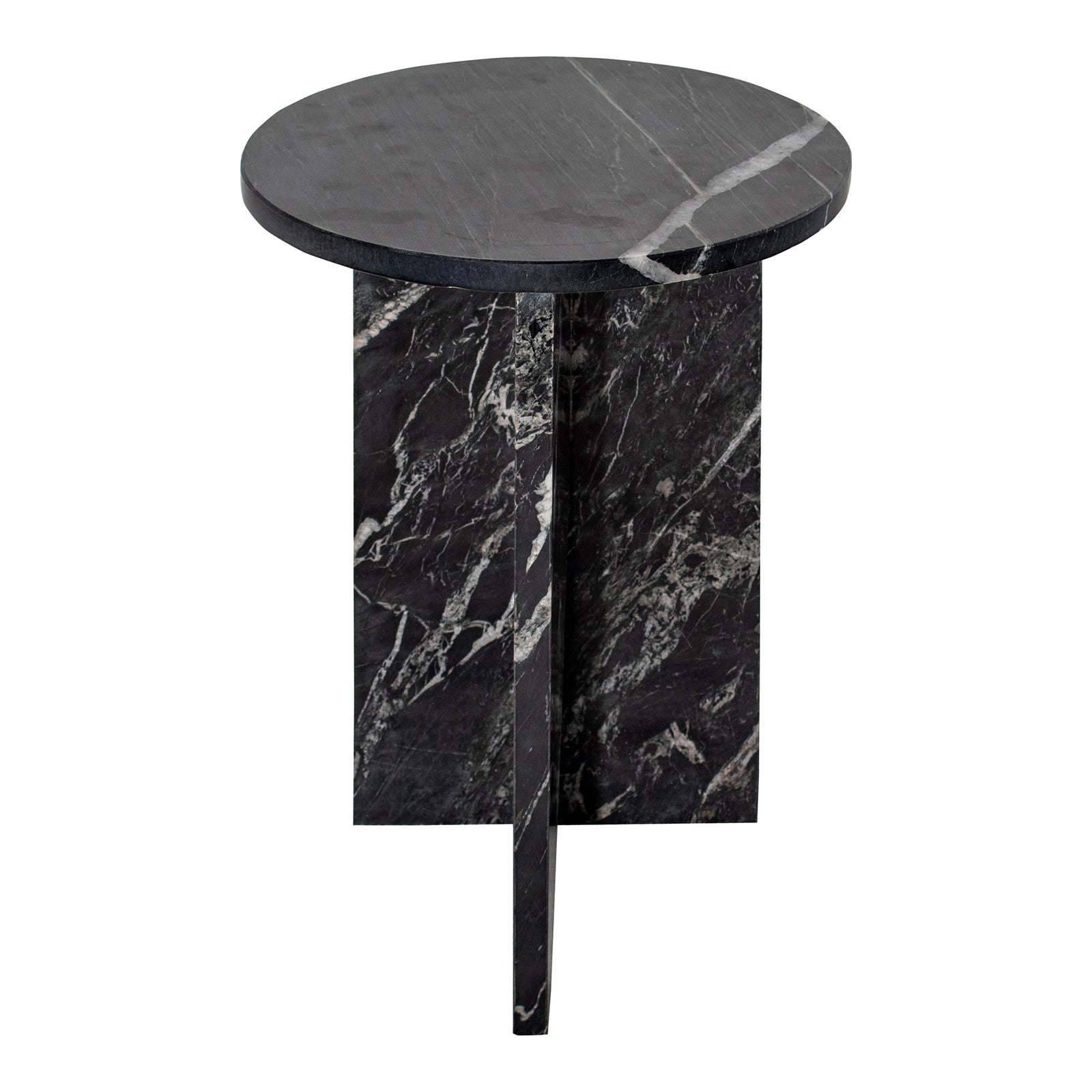 front view of Grace Accent Table Black Marble luxury Accent Table