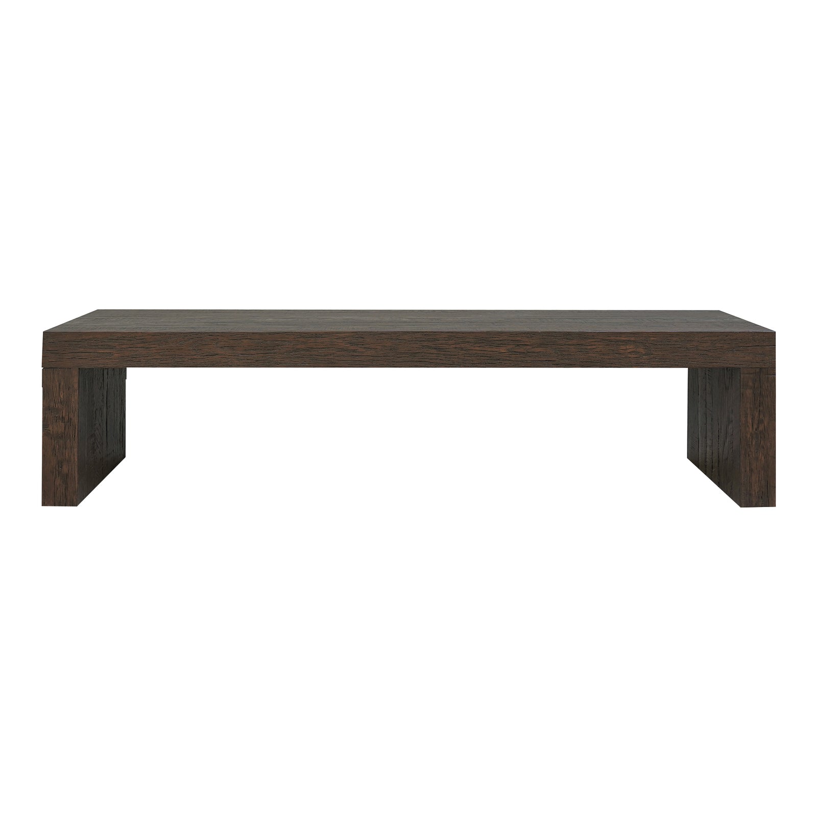 front view of Evander Dining Bench Rustic Brown luxury Bench